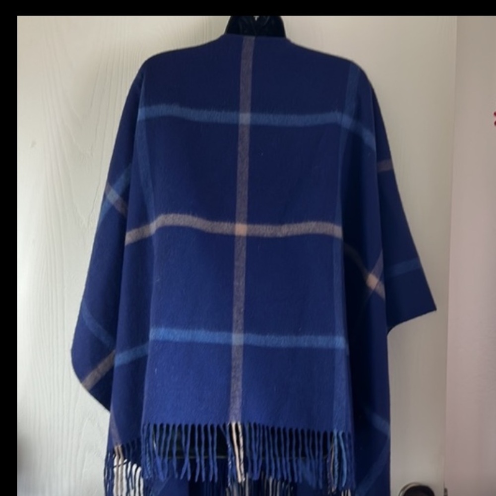 Brooks Brothers cashmere Wool Blend Shawl blue plaid - Picture 5 of 8